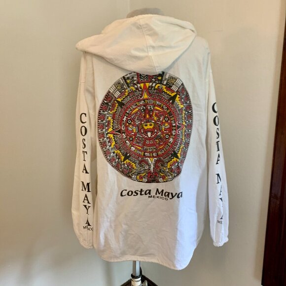 Confecciones Sol Costa Maya VTG Mexico lightweight jacket Sweatshirt Cottn Aztec - Picture 13 of 16